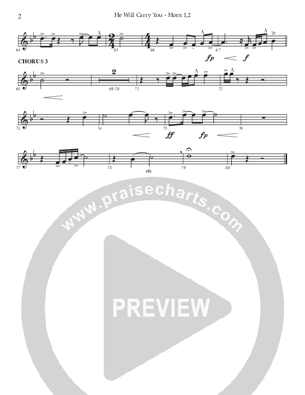 He Will Carry You (Choral Anthem SATB) French Horn 1/2 (Prestonwood Worship / Prestonwood Choir / Arr. Jonathan Walker)