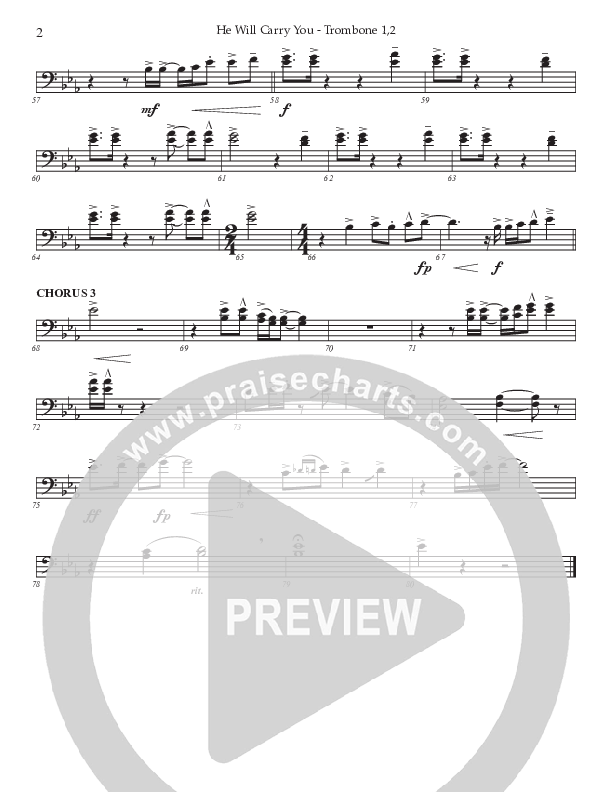 He Will Carry You (Choral Anthem SATB) Trombone 1/2 (Prestonwood Worship / Prestonwood Choir / Arr. Jonathan Walker)