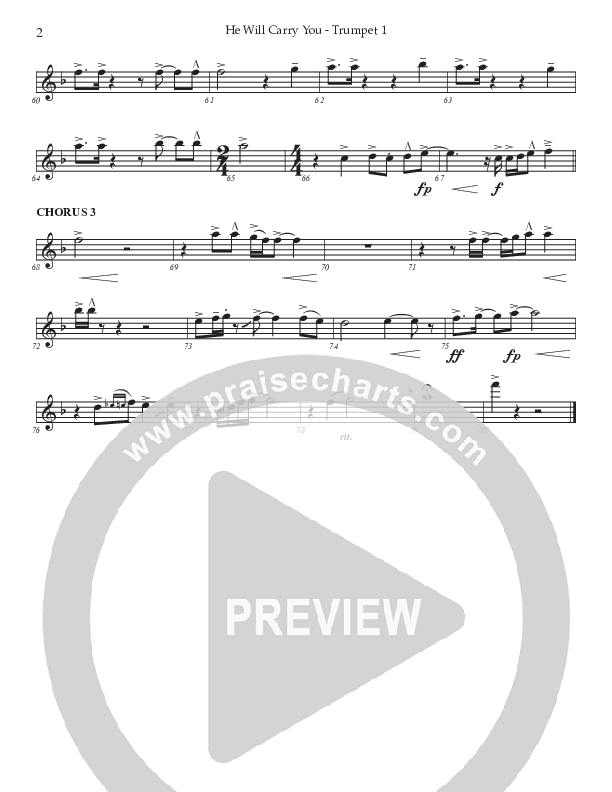 He Will Carry You (Choral Anthem SATB) Trumpet 1 (Prestonwood Worship / Prestonwood Choir / Arr. Jonathan Walker)