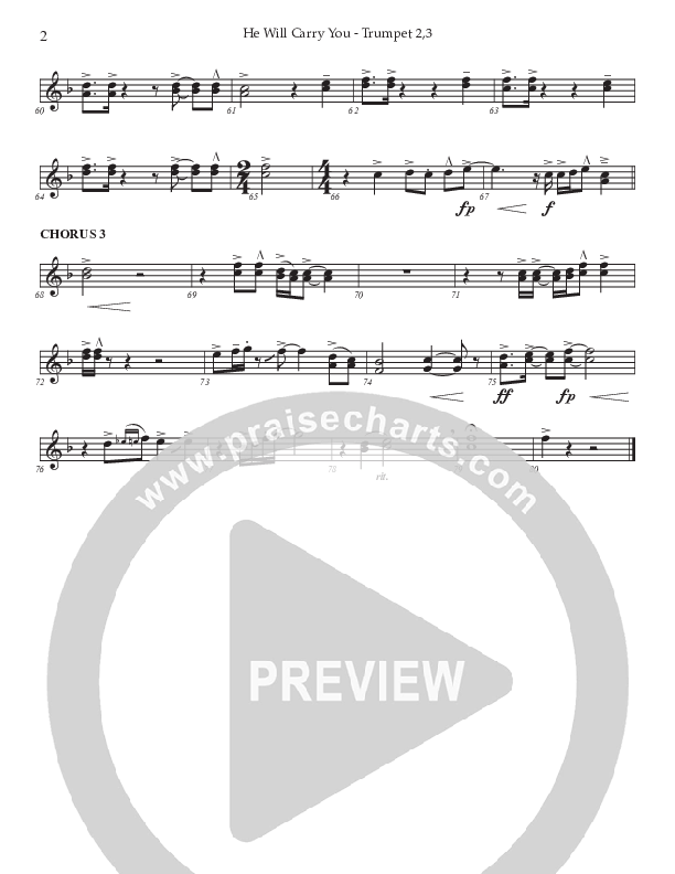 He Will Carry You (Choral Anthem SATB) Trumpet 2/3 (Prestonwood Worship / Prestonwood Choir / Arr. Jonathan Walker)