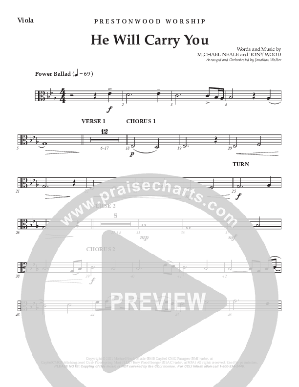 He Will Carry You (Choral Anthem SATB) Viola (Prestonwood Worship / Prestonwood Choir / Arr. Jonathan Walker)