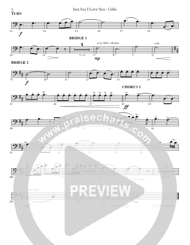 Just Say I Love You (Choral Anthem SATB) Cello (Prestonwood Worship / Prestonwood Choir / Arr. Jonathan Walker)