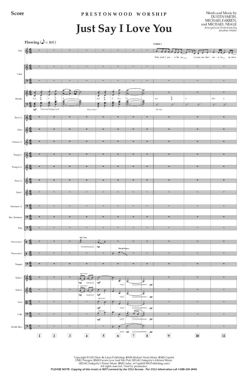 Just Say I Love You (Choral Anthem SATB) Conductor's Score (Prestonwood Choir / Arr. Jonathan Walker)
