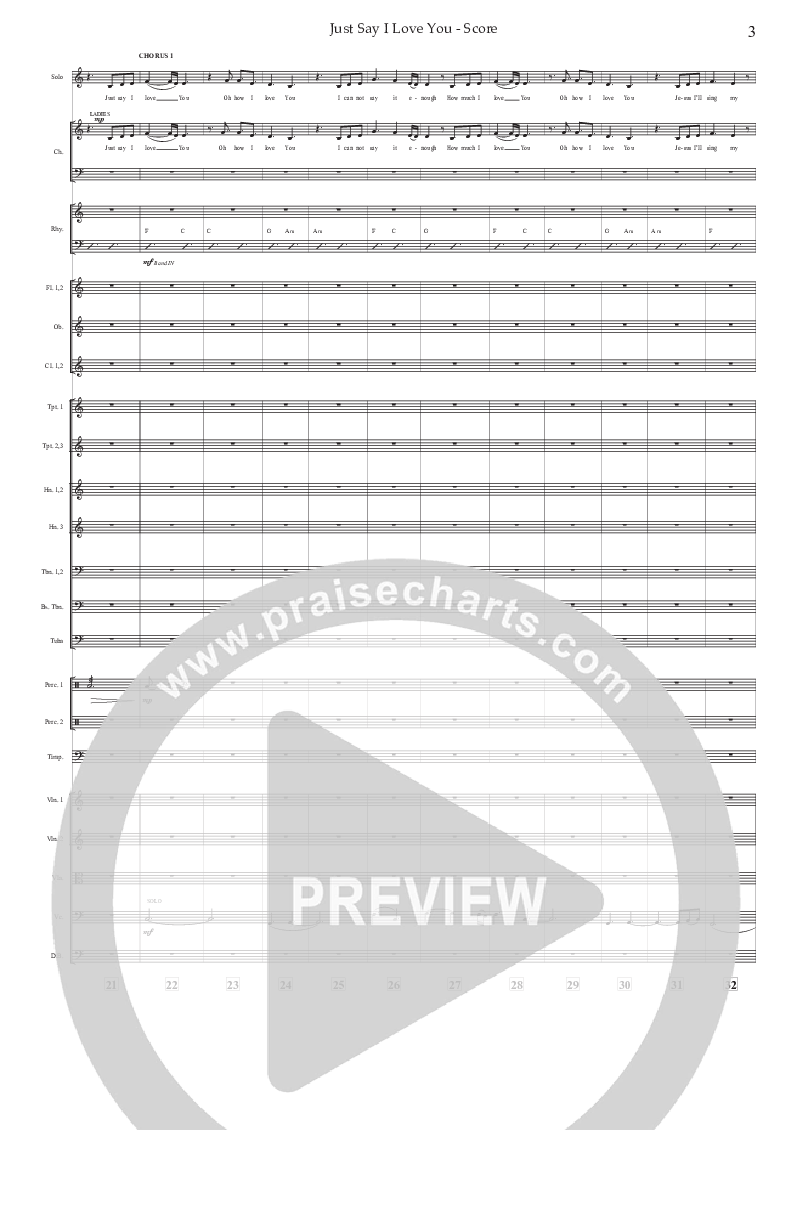 Just Say I Love You (Choral Anthem SATB) Conductor's Score (Prestonwood Choir / Arr. Jonathan Walker)
