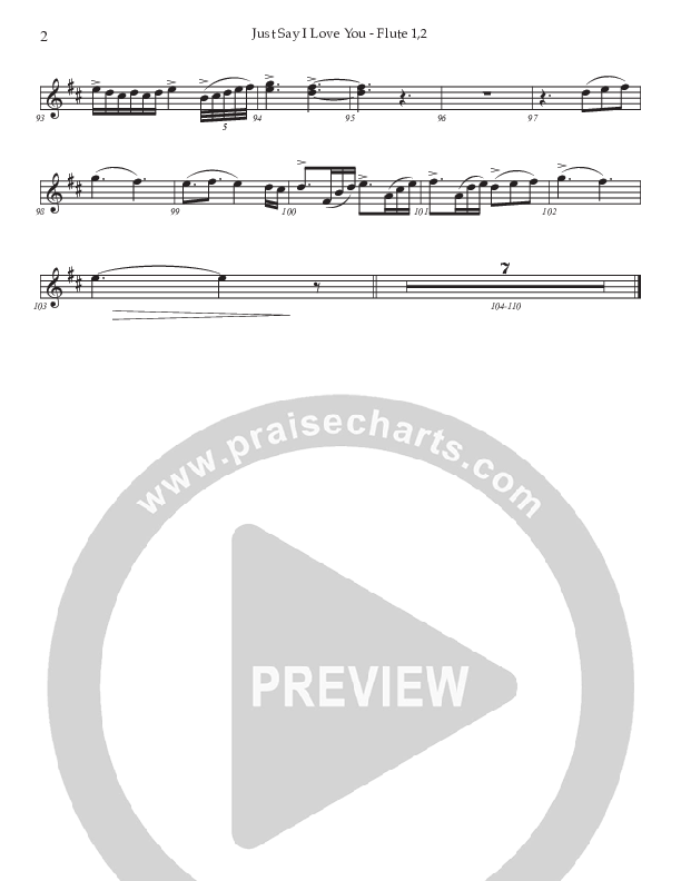 Just Say I Love You (Choral Anthem SATB) Flute 1/2 (Prestonwood Choir / Arr. Jonathan Walker)