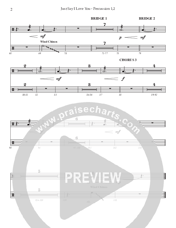 Just Say I Love You (Choral Anthem SATB) Percussion 1/2 (Prestonwood Worship / Prestonwood Choir / Arr. Jonathan Walker)
