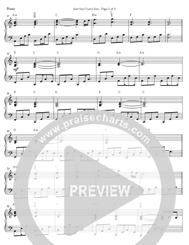 Just Say I Love You (Choral Anthem SATB) Piano Sheet (Prestonwood Worship / Prestonwood Choir / Arr. Jonathan Walker)