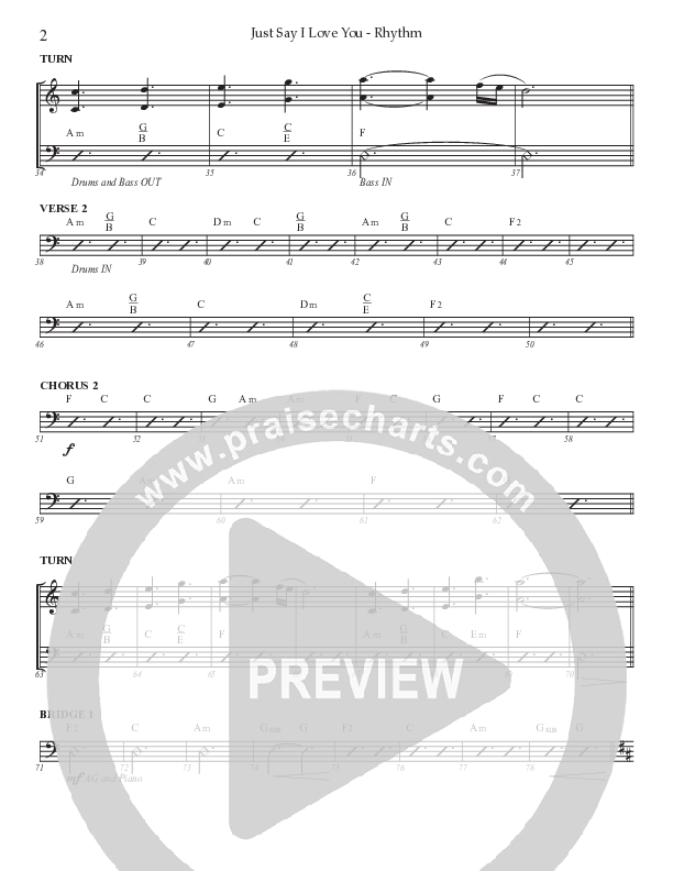 Just Say I Love You (Choral Anthem SATB) Rhythm Chart (Prestonwood Worship / Prestonwood Choir / Arr. Jonathan Walker)