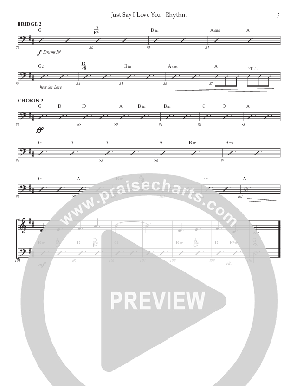 Just Say I Love You (Choral Anthem SATB) Rhythm Chart (Prestonwood Worship / Prestonwood Choir / Arr. Jonathan Walker)