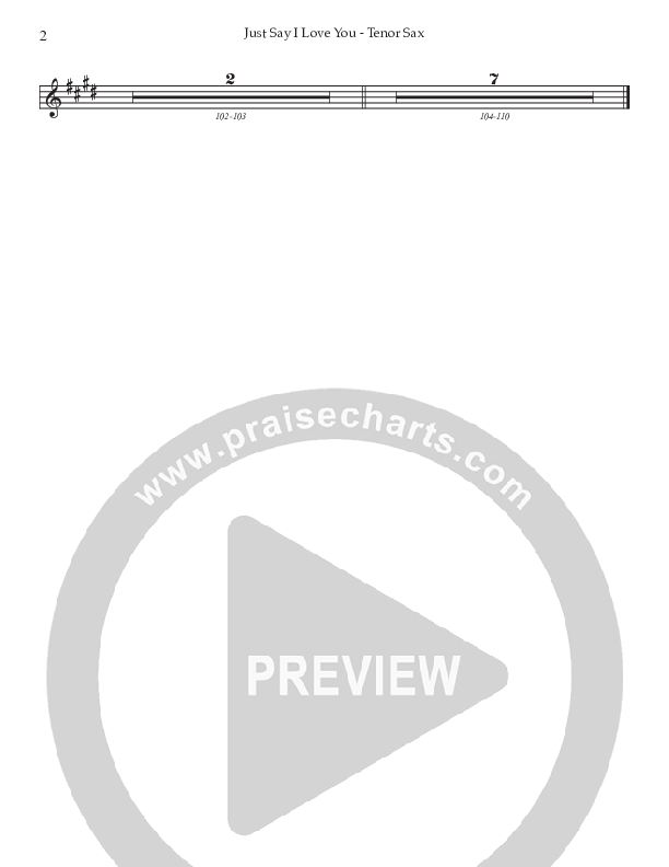 Just Say I Love You (Choral Anthem SATB) Tenor Sax 2 (Prestonwood Worship / Prestonwood Choir / Arr. Jonathan Walker)