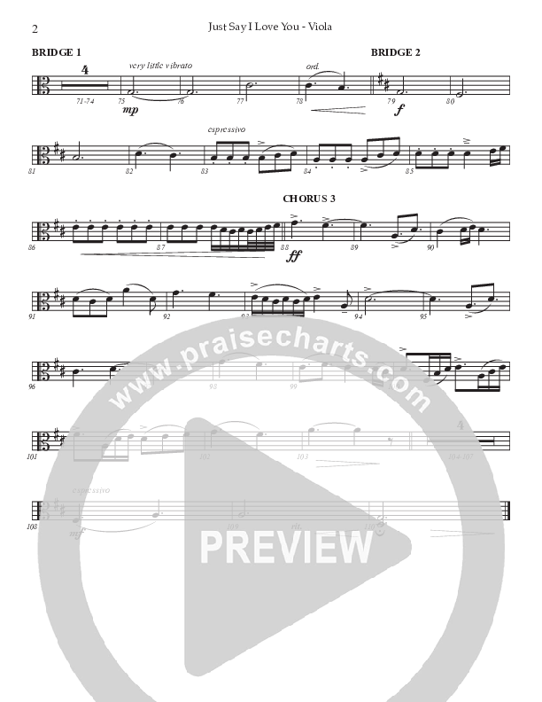Just Say I Love You (Choral Anthem SATB) Viola (Prestonwood Worship / Prestonwood Choir / Arr. Jonathan Walker)