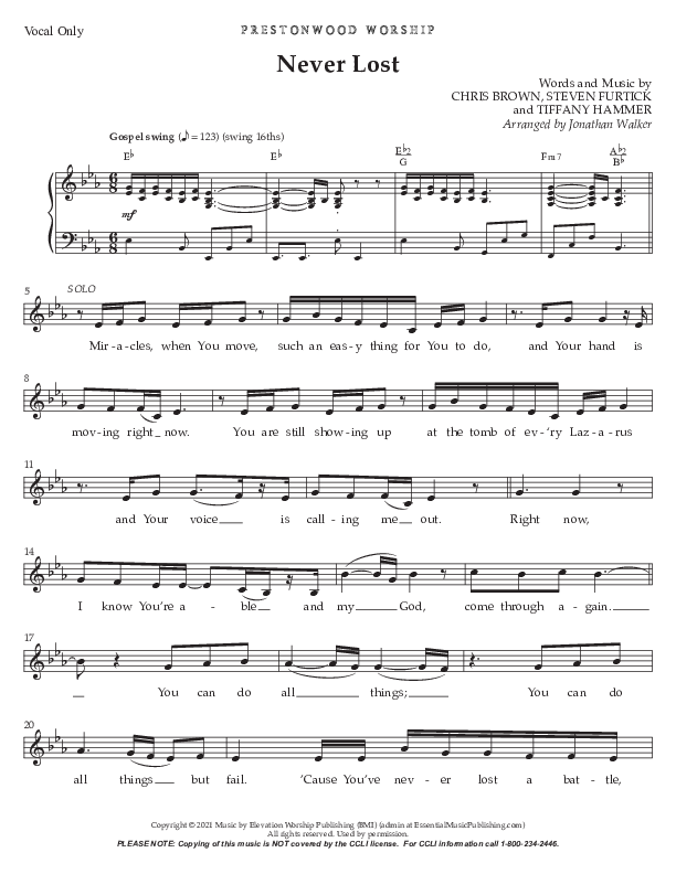 Never Lost (Choral Anthem SATB) Choir Sheet CH (Prestonwood Worship / Prestonwood Choir / Arr. Jonathan Walker)