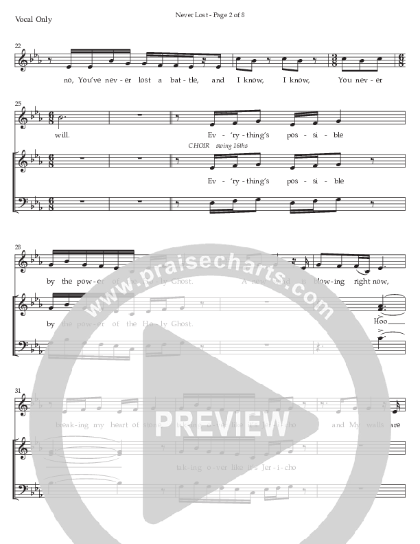 Never Lost (Choral Anthem SATB) Choir Sheet CH (Prestonwood Worship / Prestonwood Choir / Arr. Jonathan Walker)