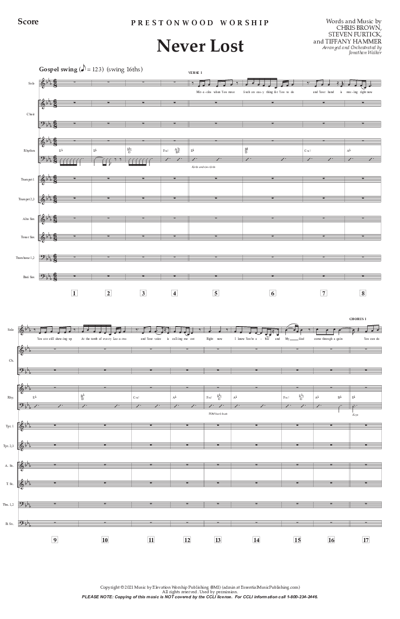Never Lost (Choral Anthem SATB) Conductor's Score (Prestonwood Worship / Prestonwood Choir / Arr. Jonathan Walker)
