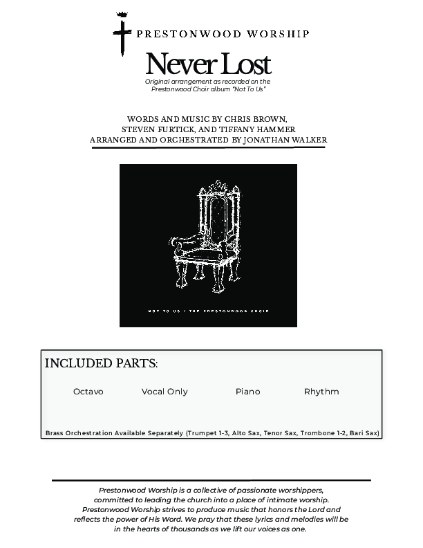Never Lost (Choral Anthem SATB) Choral Vocal Pack (Prestonwood Worship / Prestonwood Choir / Arr. Jonathan Walker)