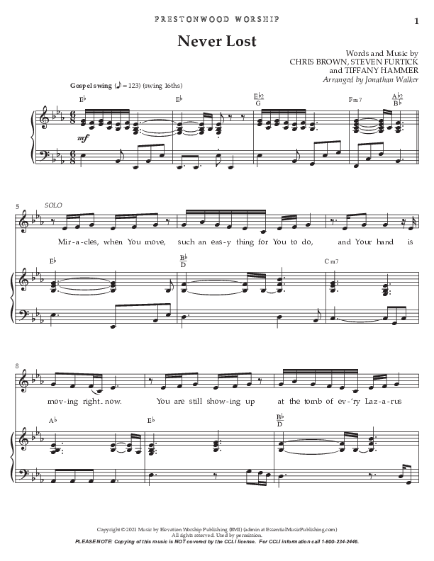 Never Lost (Choral Anthem) Choral Vocal Parts (Prestonwood Choir / Arr. Jonathan Walker)