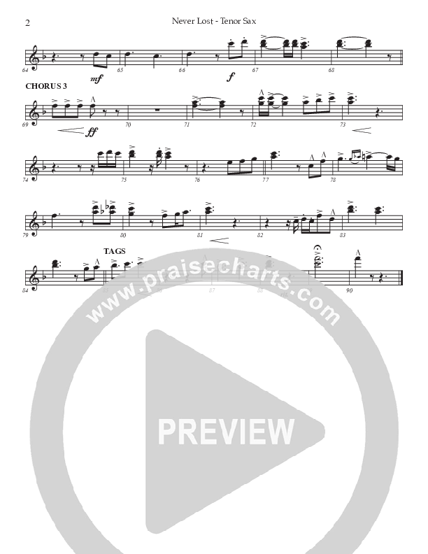 Never Lost (Choral Anthem SATB) Tenor Sax 2 (Prestonwood Worship / Prestonwood Choir / Arr. Jonathan Walker)