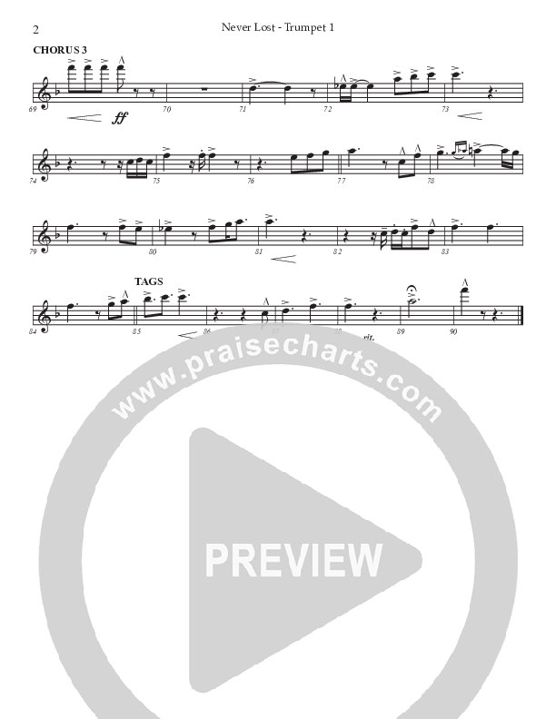 Never Lost (Choral Anthem SATB) Trumpet 1 (Prestonwood Worship / Prestonwood Choir / Arr. Jonathan Walker)