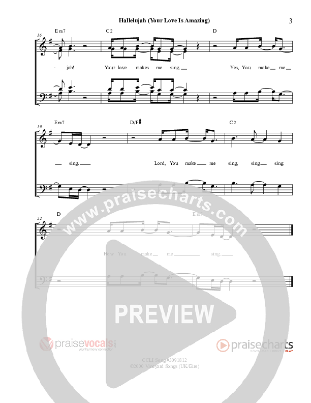 Hallelujah (Your Love Is Amazing) Lead Sheet (PraiseVocals)
