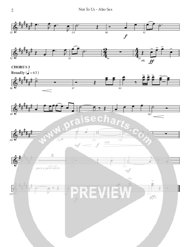 Not To Us (Choral Anthem SATB) Alto Sax (Prestonwood Worship / Prestonwood Choir / Arr. Jonathan Walker)