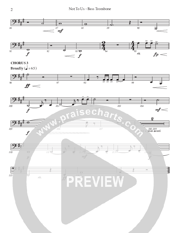Not To Us (Choral Anthem SATB) Bass Trombone (Prestonwood Worship / Prestonwood Choir / Arr. Jonathan Walker)
