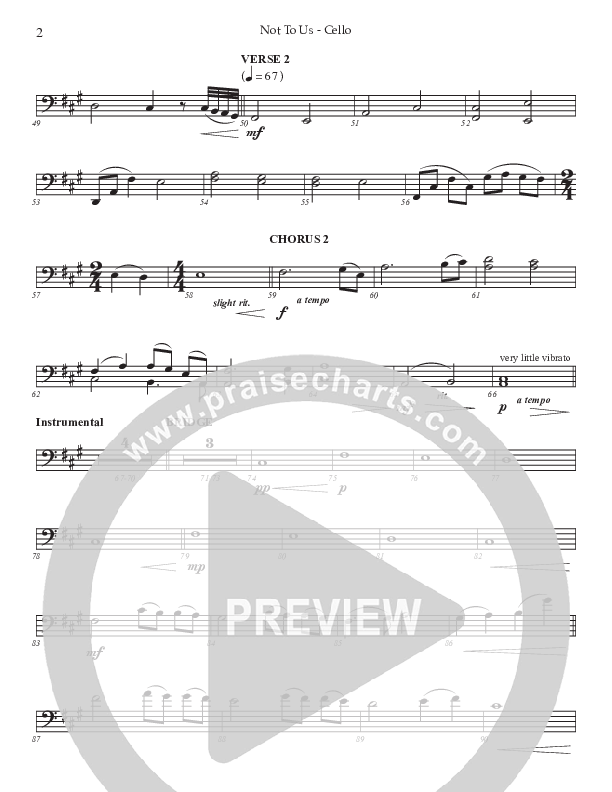 Not To Us (Choral Anthem SATB) Cello (Prestonwood Worship / Prestonwood Choir / Arr. Jonathan Walker)
