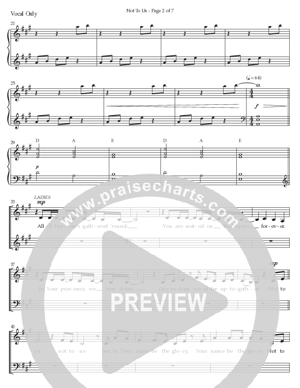 Not To Us (Choral Anthem SATB) Choir Sheet CH (Prestonwood Worship / Prestonwood Choir / Arr. Jonathan Walker)