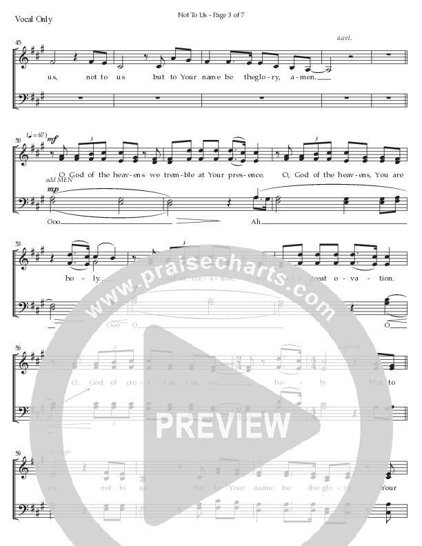 Not To Us (Choral Anthem SATB) Choir Sheet CH (Prestonwood Worship / Prestonwood Choir / Arr. Jonathan Walker)