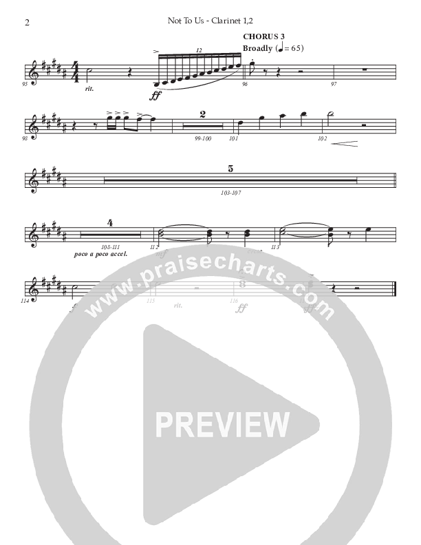 Not To Us (Choral Anthem SATB) Clarinet 1/2 (Prestonwood Worship / Prestonwood Choir / Arr. Jonathan Walker)