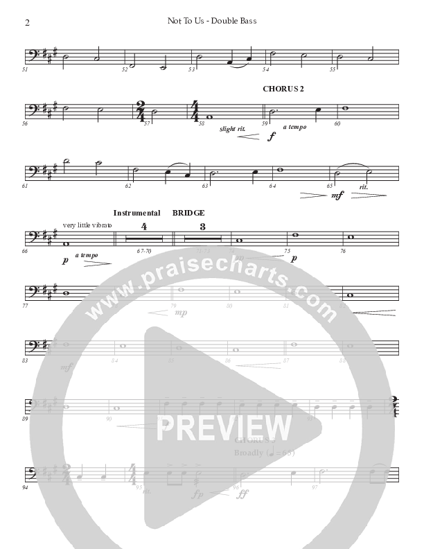 Not To Us (Choral Anthem SATB) Double Bass (Prestonwood Worship / Prestonwood Choir / Arr. Jonathan Walker)