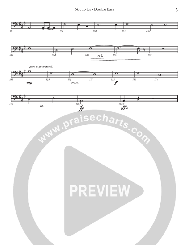 Not To Us (Choral Anthem SATB) Double Bass (Prestonwood Worship / Prestonwood Choir / Arr. Jonathan Walker)