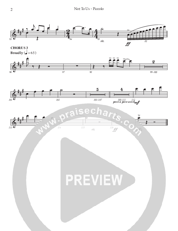 Not To Us (Choral Anthem SATB) Flute/Piccolo (Prestonwood Worship / Prestonwood Choir / Arr. Jonathan Walker)