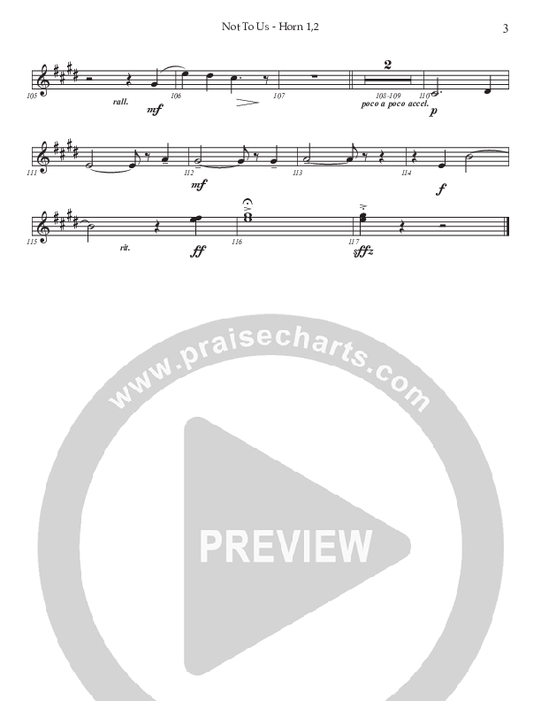 Not To Us (Choral Anthem SATB) French Horn 1/2 (Prestonwood Worship / Prestonwood Choir / Arr. Jonathan Walker)