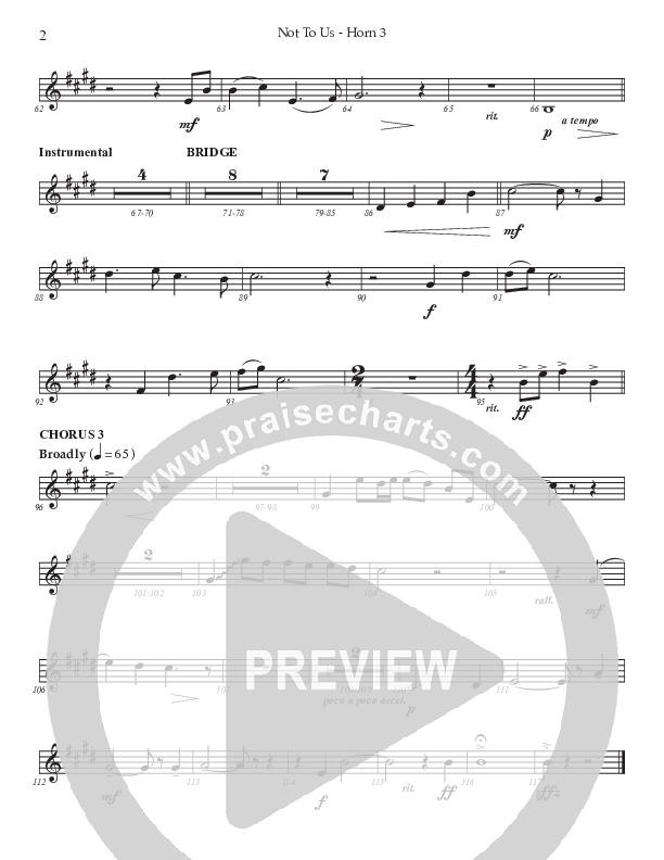 Not To Us (Choral Anthem SATB) French Horn 3 (Prestonwood Worship / Prestonwood Choir / Arr. Jonathan Walker)