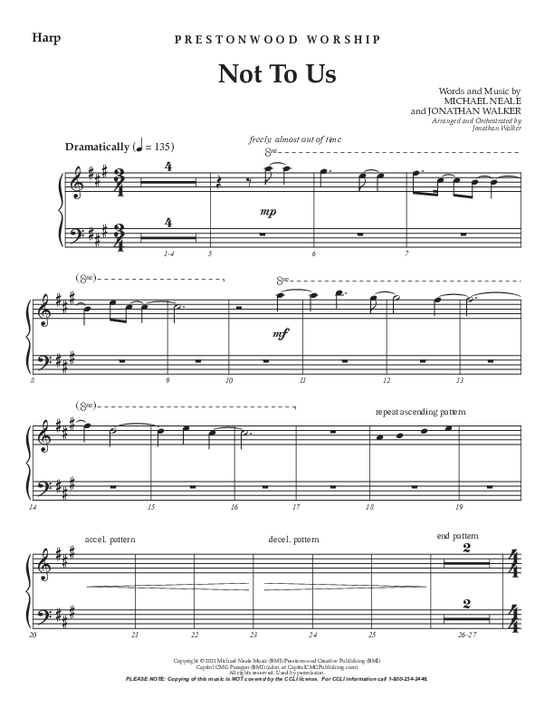 Not To Us (Choral Anthem SATB) Harp (Prestonwood Worship / Prestonwood Choir / Arr. Jonathan Walker)