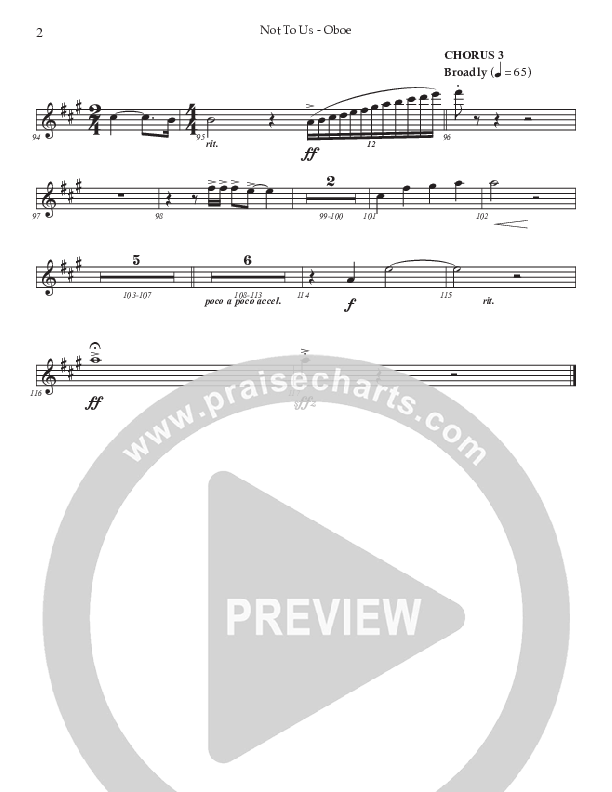 Not To Us (Choral Anthem SATB) Oboe (Prestonwood Worship / Prestonwood Choir / Arr. Jonathan Walker)