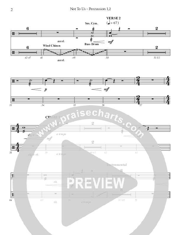 Not To Us (Choral Anthem SATB) Percussion 1/2 (Prestonwood Worship / Prestonwood Choir / Arr. Jonathan Walker)