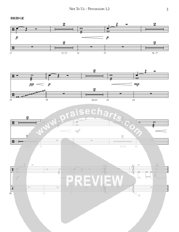 Not To Us (Choral Anthem SATB) Percussion 1/2 (Prestonwood Worship / Prestonwood Choir / Arr. Jonathan Walker)