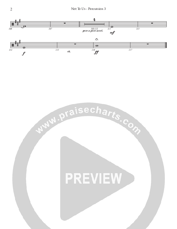 Not To Us (Choral Anthem SATB) Percussion (Prestonwood Worship / Prestonwood Choir / Arr. Jonathan Walker)