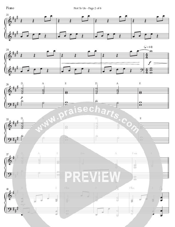 Not To Us (Choral Anthem SATB) Piano Sheet (Prestonwood Worship / Prestonwood Choir / Arr. Jonathan Walker)