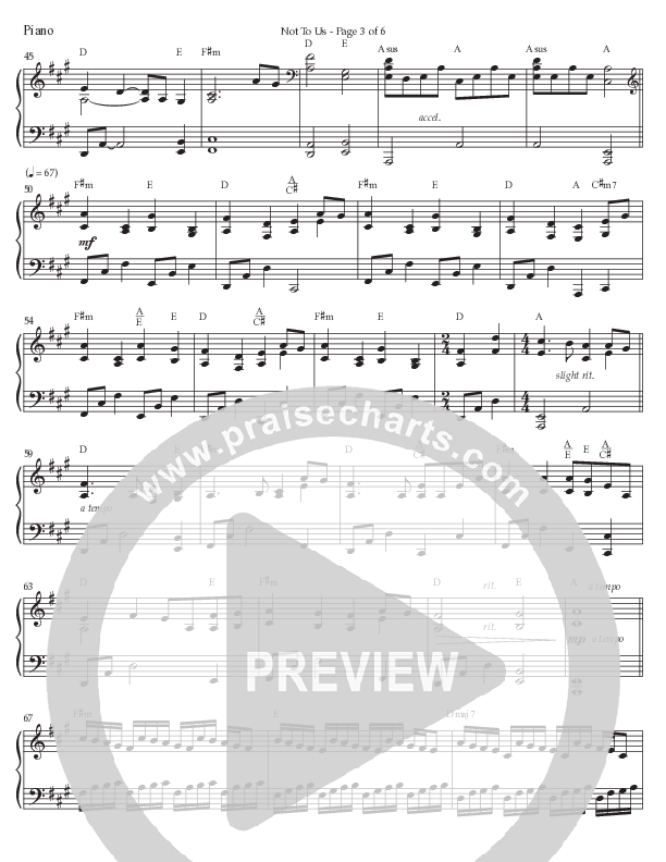 Not To Us (Choral Anthem SATB) Piano Sheet (Prestonwood Worship / Prestonwood Choir / Arr. Jonathan Walker)