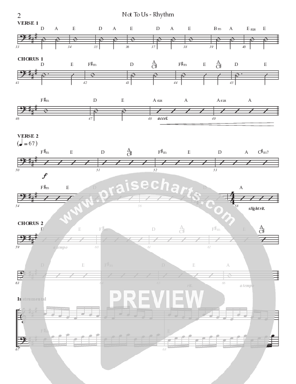 Not To Us (Choral Anthem SATB) Rhythm Chart (Prestonwood Worship / Prestonwood Choir / Arr. Jonathan Walker)