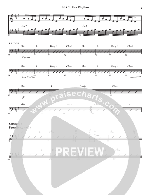 Not To Us (Choral Anthem SATB) Rhythm Chart (Prestonwood Worship / Prestonwood Choir / Arr. Jonathan Walker)