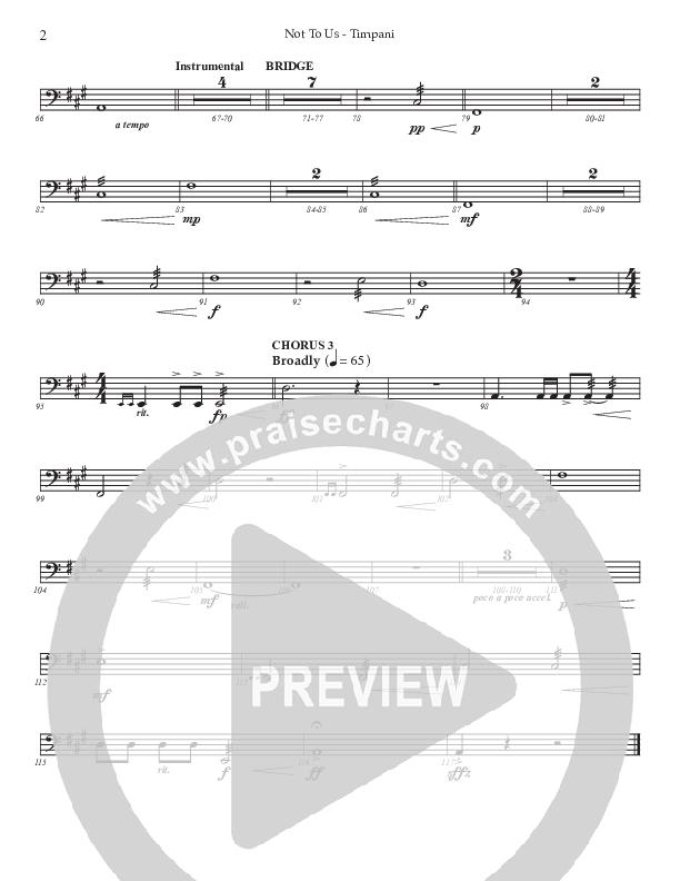 Not To Us (Choral Anthem SATB) Timpani (Prestonwood Worship / Prestonwood Choir / Arr. Jonathan Walker)