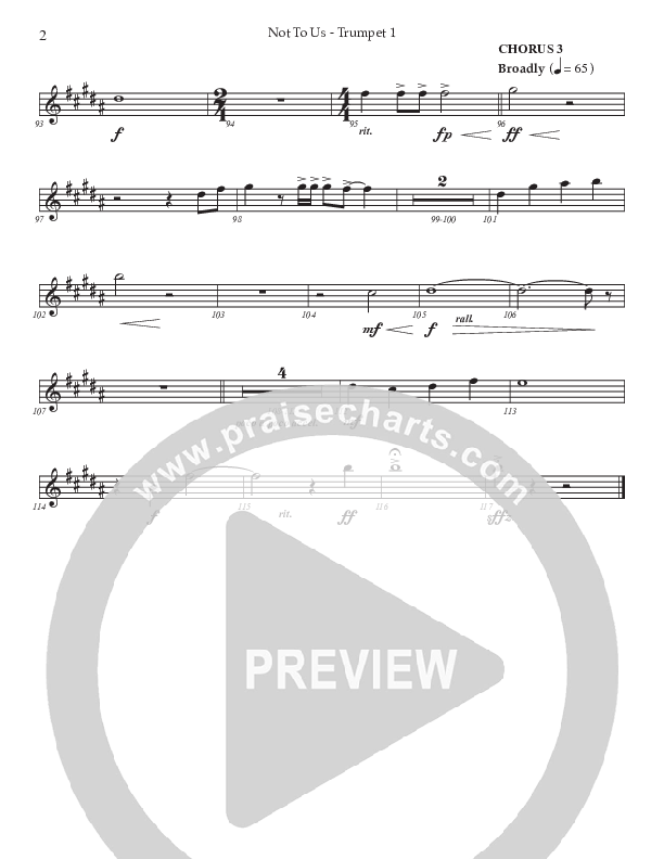 Not To Us (Choral Anthem SATB) Trumpet 1 (Prestonwood Worship / Prestonwood Choir / Arr. Jonathan Walker)