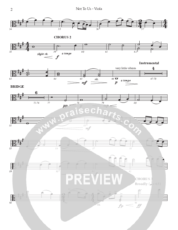 Not To Us (Choral Anthem SATB) Viola (Prestonwood Worship / Prestonwood Choir / Arr. Jonathan Walker)