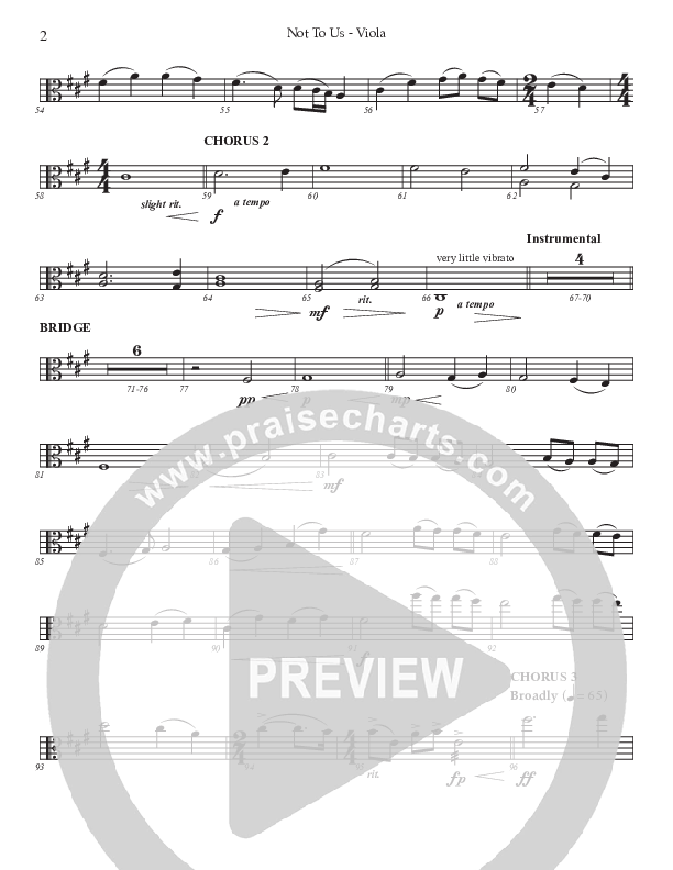 Not To Us (Choral Anthem SATB) Viola (Prestonwood Worship / Prestonwood Choir / Arr. Jonathan Walker)