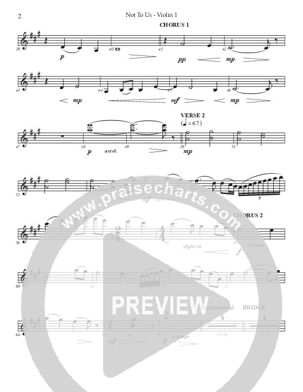 Not To Us (Choral Anthem SATB) Violin 1 (Prestonwood Worship / Prestonwood Choir / Arr. Jonathan Walker)