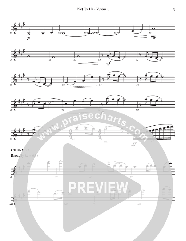 Not To Us (Choral Anthem SATB) Violin 1 (Prestonwood Worship / Prestonwood Choir / Arr. Jonathan Walker)