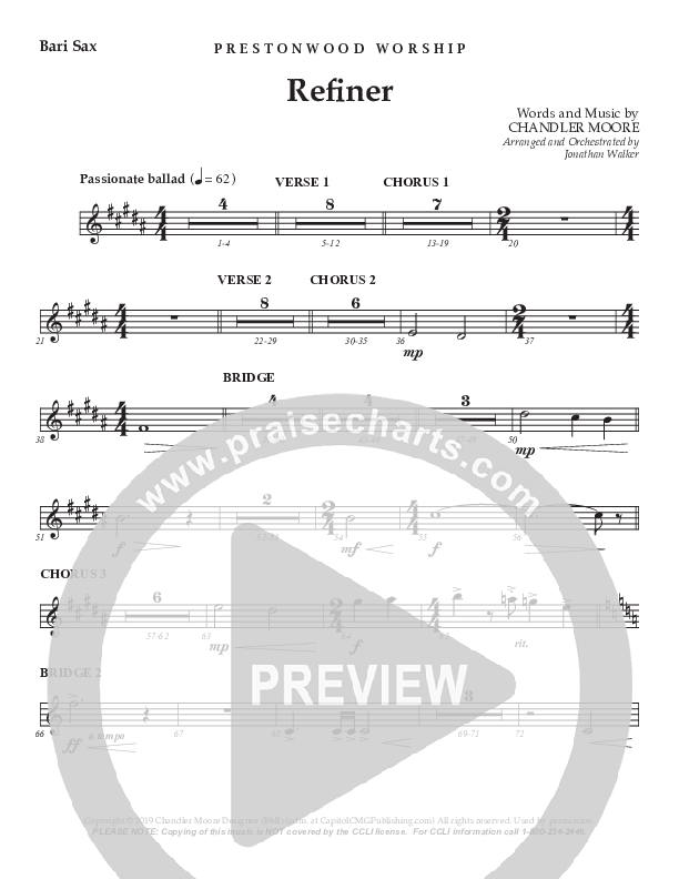 Refiner (Choral Anthem SATB) Bari Sax (Prestonwood Worship / Prestonwood Choir / Arr. Jonathan Walker)